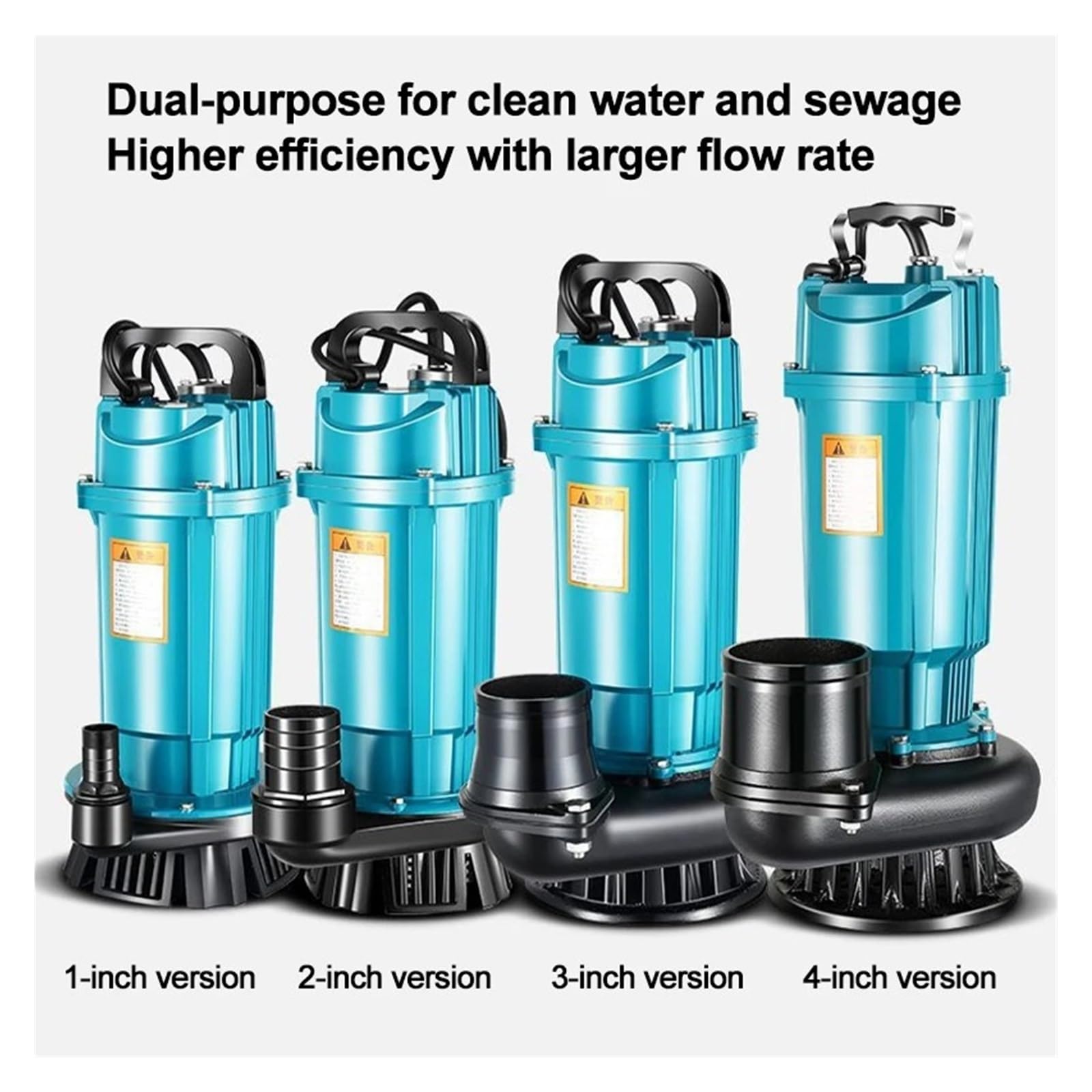 Pompe Submersible 370W-1100W, Pompe À Eau À Haut Débit D'irrigation Agricole, Adaptée Au Pompage D'eau De Jardin, De Ferme Et De Piscine(EU_25SHX1100W)