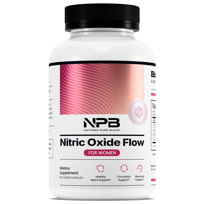 Nature's Pure Blend Suplemento pré-treino para mulheres com L-arginina e L-citrulina 1500 mg, 60 cápsulas