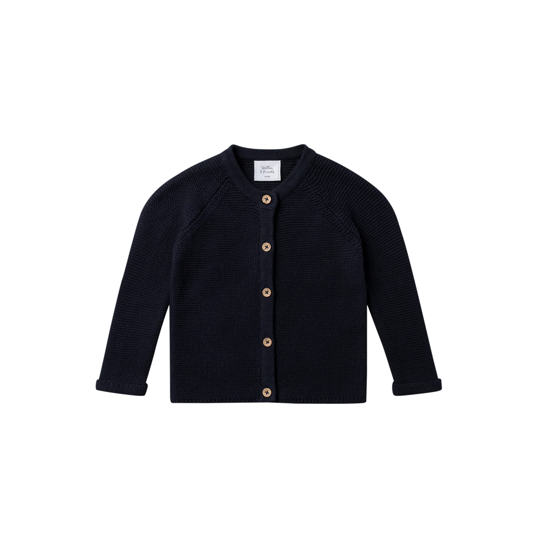 Stellou & friends Cardigan-Strickjacke für Mädchen und Jungen mit Knöpfen in Holz-Optik | Hochwertige Baby-Kleidung aus 100% Baumwolle - IV V