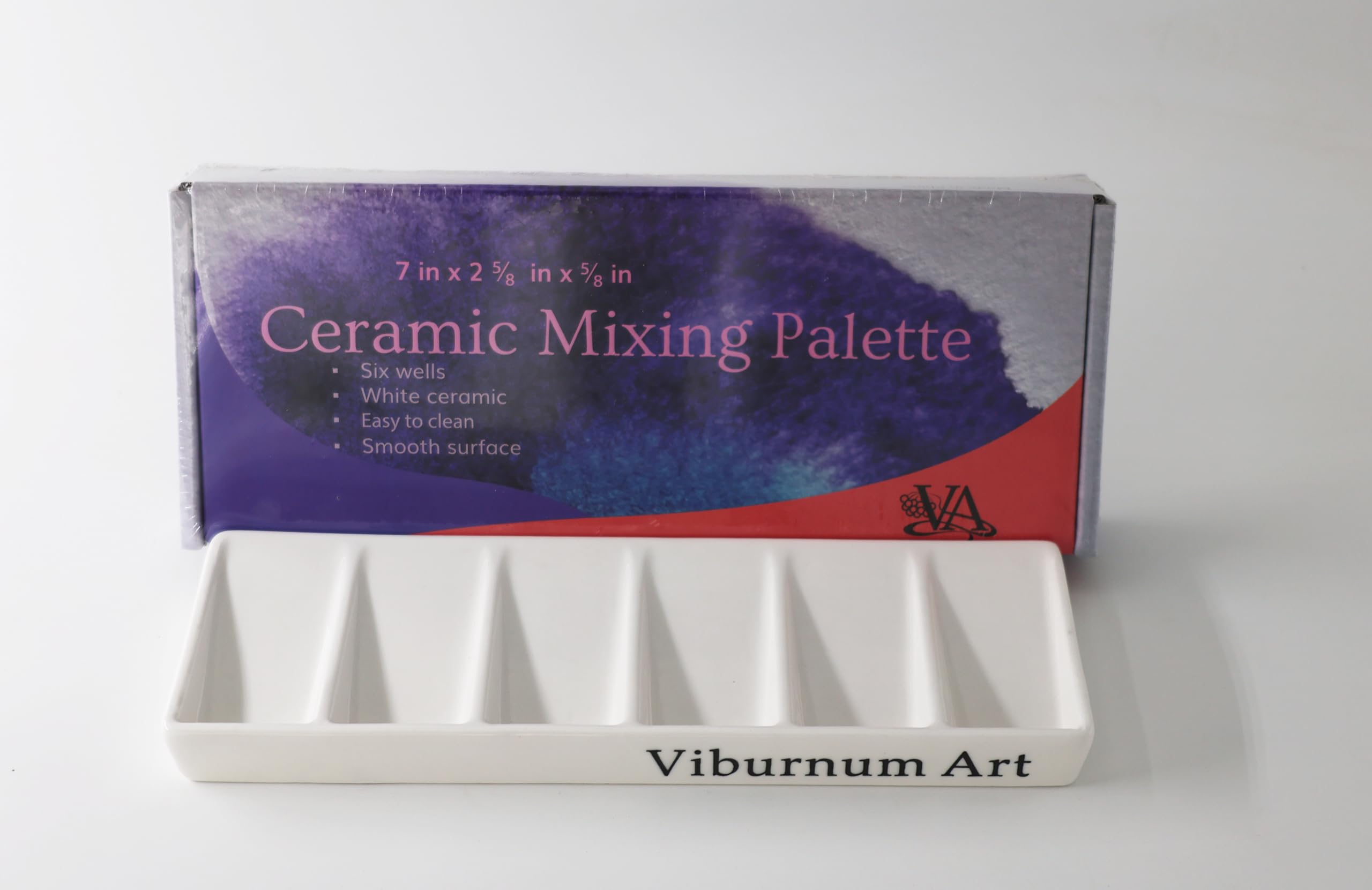 6-Well Porcelain Paint Palette White Ceramic Rectangle Mixing Tray