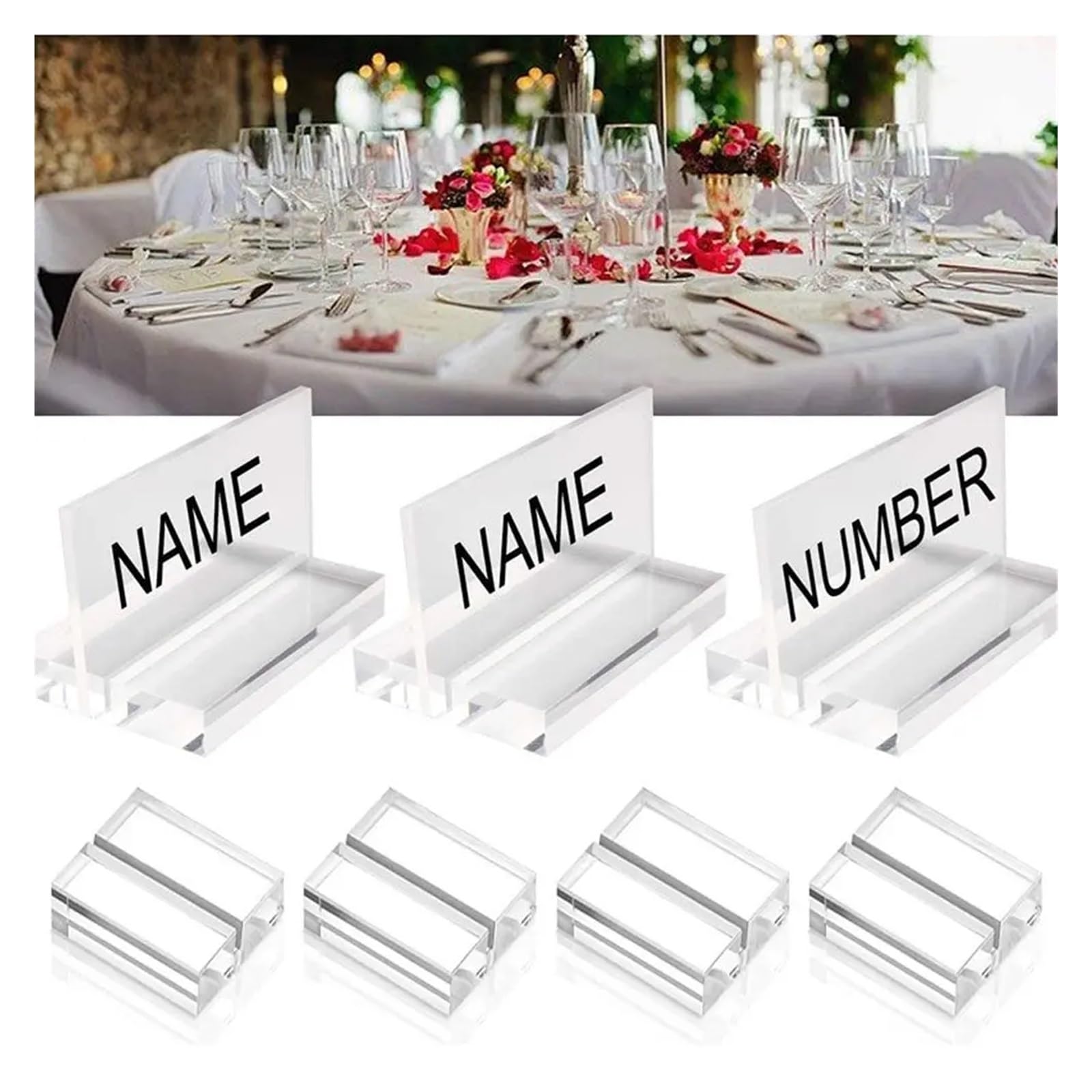 Kartenständer, 15 Stück Halter Tischnummernständer Klarer Kartenständer for Tisch Hochzeitsfotos Büro Wohnkultur Werkzeuge(Color 3)