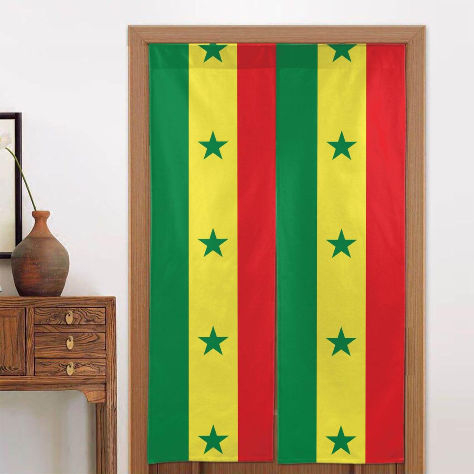 MTGFJD Flag of Senegal Door curtain, blackout, suitable for bedrooms, windows, kitchen, etc., 86 x 143 cm.