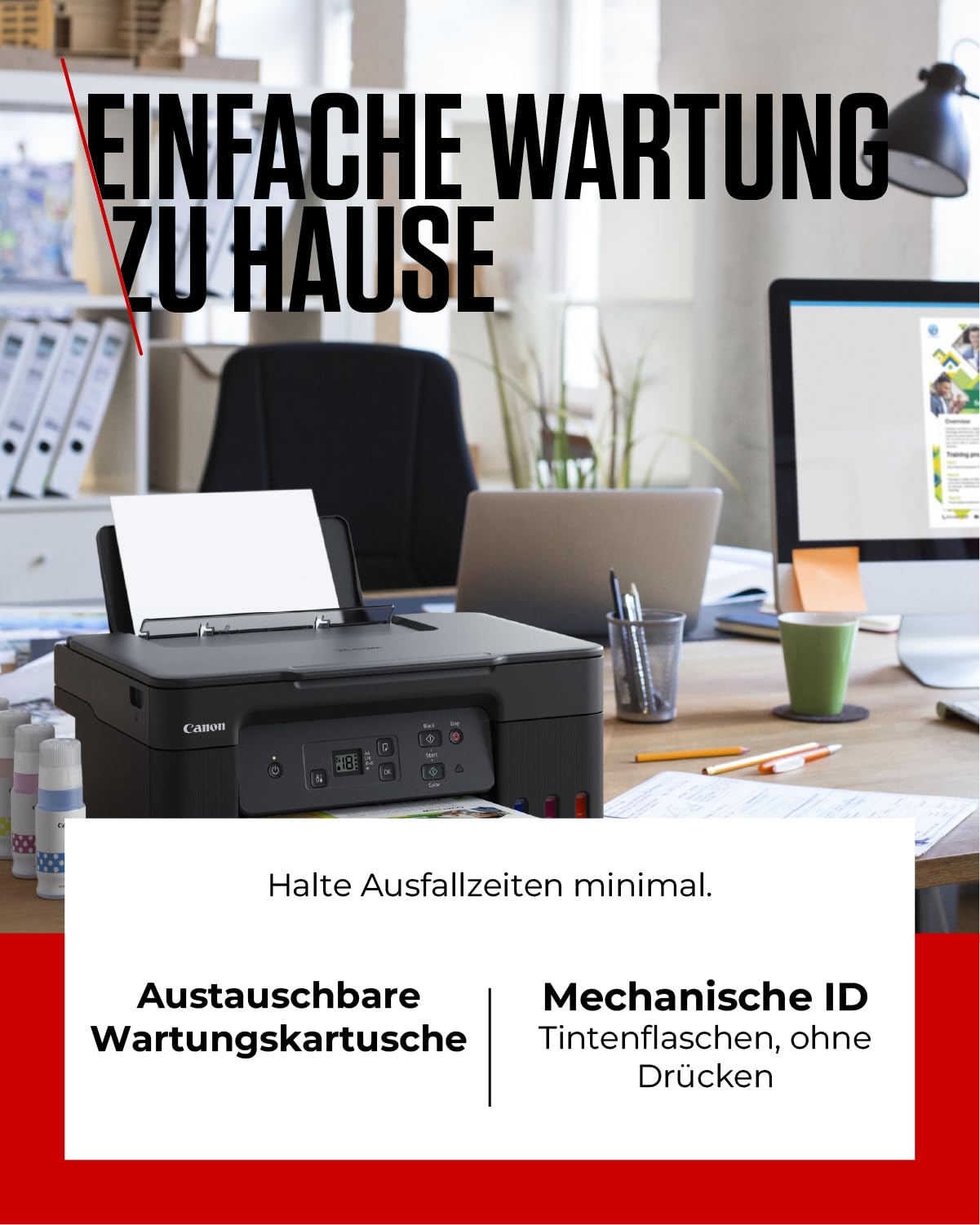 Canon PIXMA G2570 MegaTank 3in1 Multifunktionsgerät Große nachfüllbare Tintenbehälter DIN A4 (Scanner, Kopierer, Drucker, Farbtintenstrahldrucker, USB, LC Display), schwarz/grau