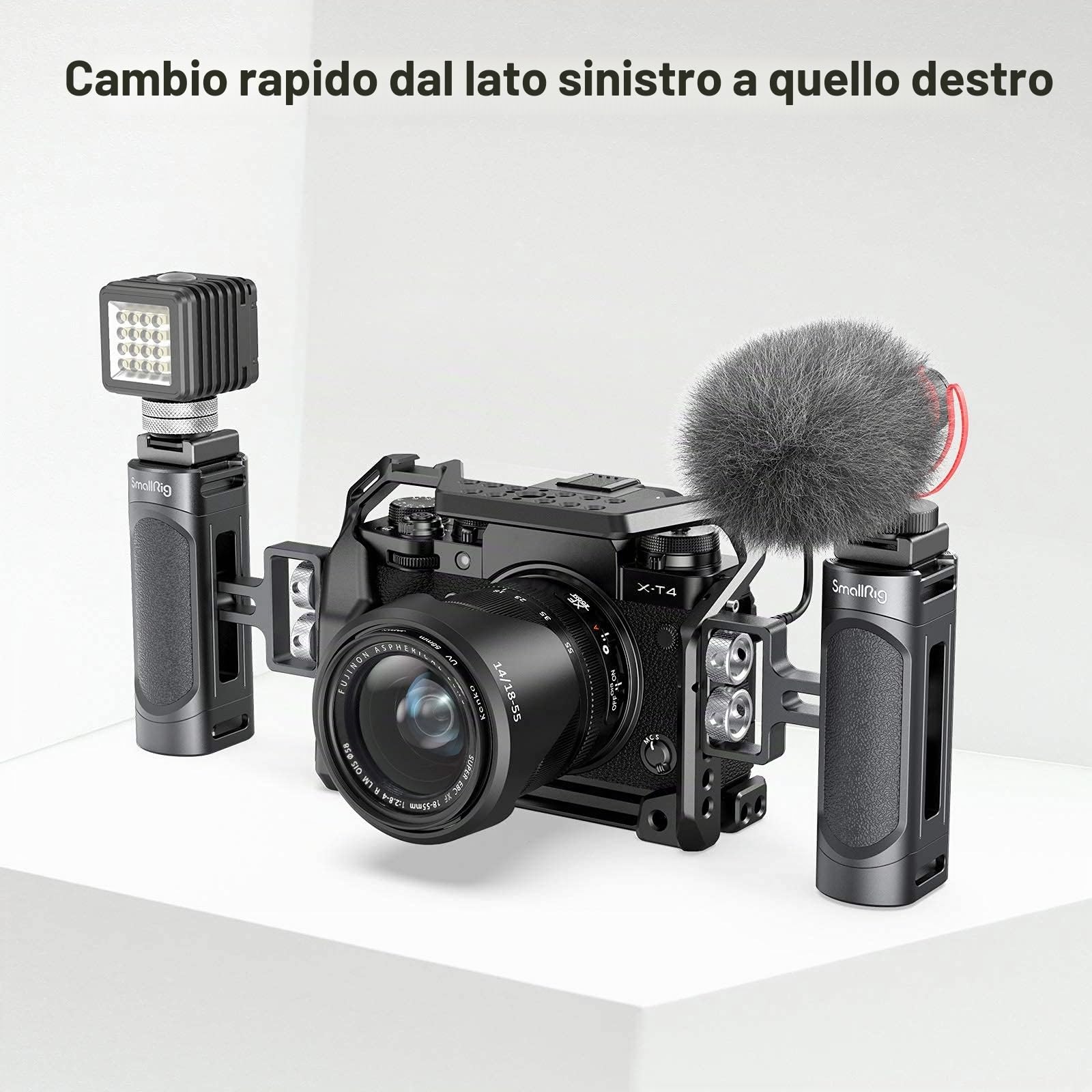 SMALLRIG Mini Maniglia Laterale con Fori Filettati, Mini Maniglia Laterale Regolabile per Gabbia Della Fotocamera - 2916