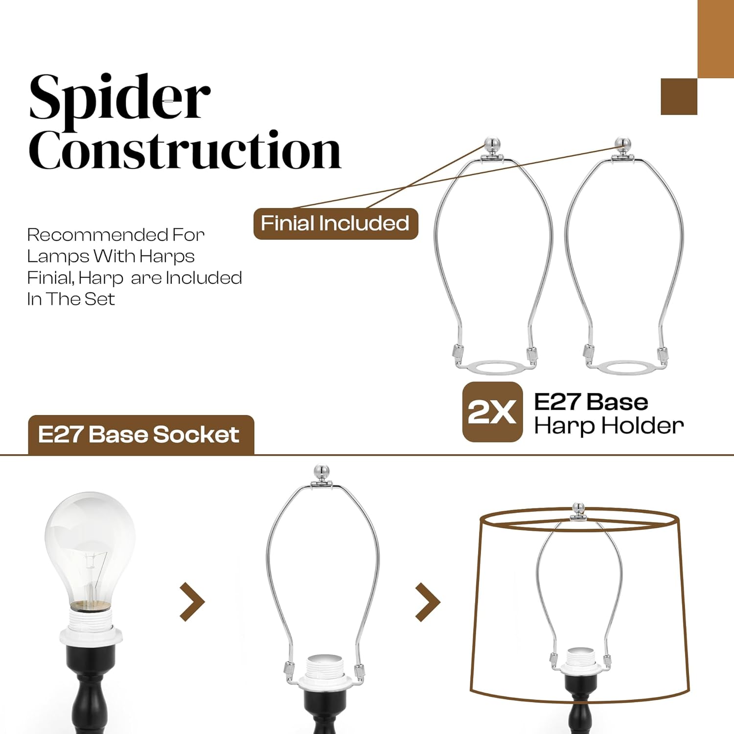 Lamp Shades Set of 2 – 𝟏𝟏.𝟔” 𝐓𝐨𝐩 𝐱 𝟏𝟐.𝟔” 𝐁𝐨𝐭𝐭𝐨𝐦 𝐱 𝟗.𝟖” 𝐇𝐢𝐠𝐡 Fits Harp-Style Bedside & Floor Lamp shades – 𝐃𝐫𝐮𝐦 𝐒𝐡𝐚𝐩𝐞 Easy Assembly (Ships Rolled Flat) (Beige, Medium)