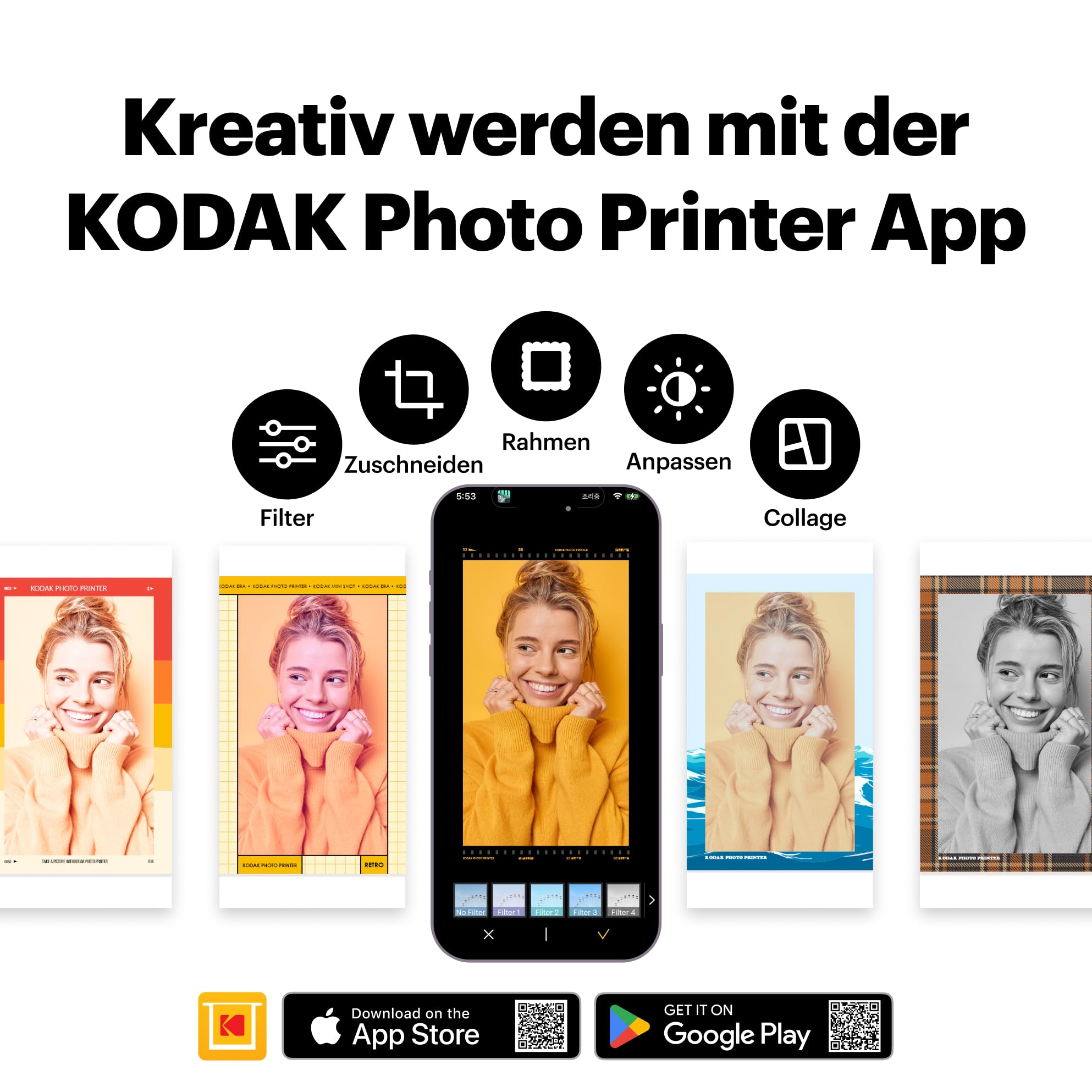 KODAK Dock Era Desktop-Fotodrucker 10x15 cm 50 Blatt Bluetooth 4PASS Farbsublimation