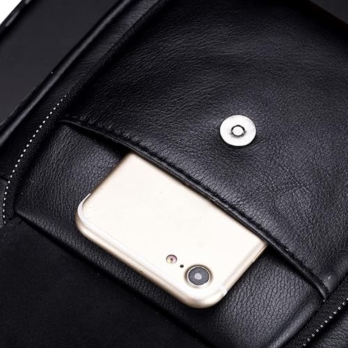 Miniatura 5 de Hebetag Bolso bandolera de cuero pequeño para hombre, para viajes al aire libre, negocios