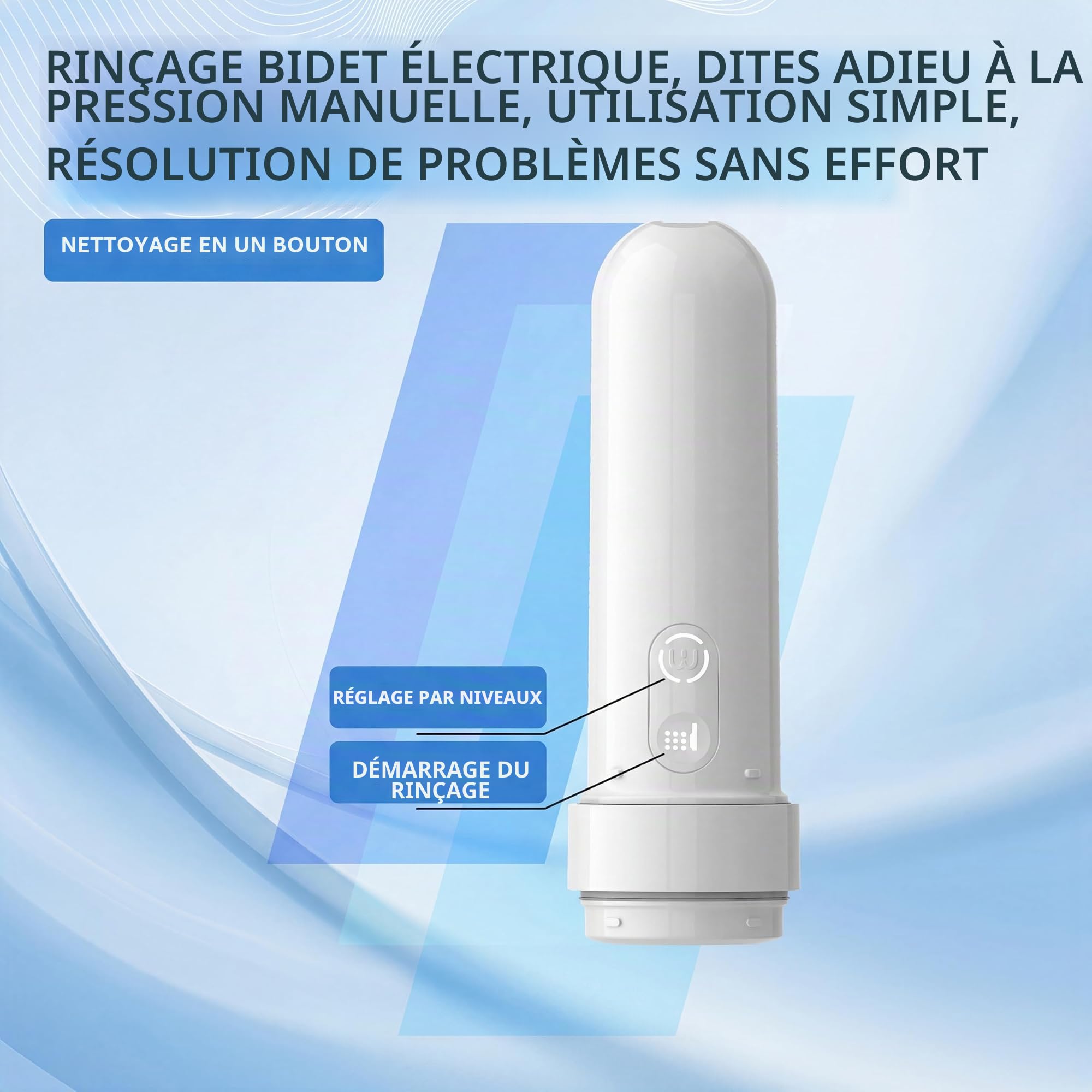 OHAANYY Bidet de Voyage à Piles, Pulvérisateur Portable Électrique, Blanc | Douche intime, buse rotative 180 degrés, étanche IPX7, réservoir 180ml, hygiène maternité, alimentation sans câble AAA