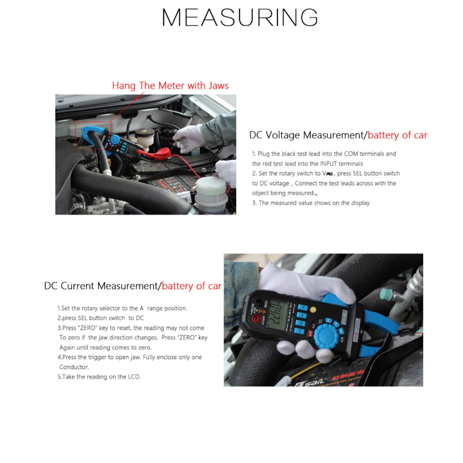Alcance automático Medidor de pinza ACM03Plus Amperímetro de voltímetro de automóvil Multímetro digital con resistencia de retroiluminación Prueba de NCV
