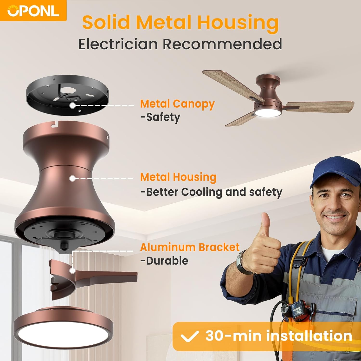  42 inch Low Profile Ceiling fan with Light and Remote Control thumbnail