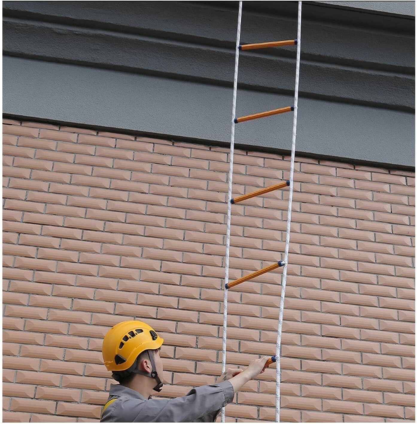 Escape Ladder Resin Climbing Soft Rope Mountaineering Rescue With Hooks Quickly Unfold Easy To Use(12m)