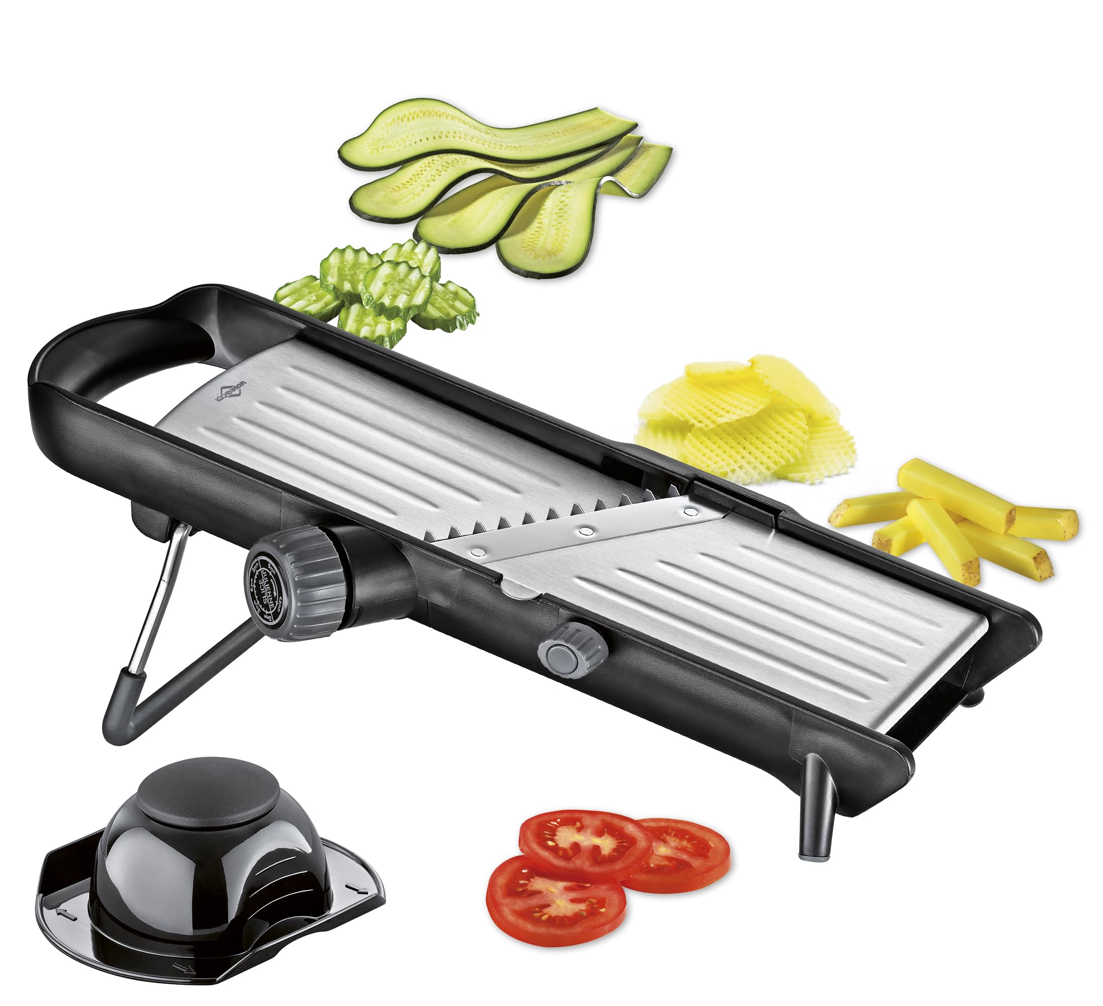 Kuchenprofi affettaverdure con fermaverdure in acciaio inox e piedini antiscivolo pieghevoli 37x16 cm