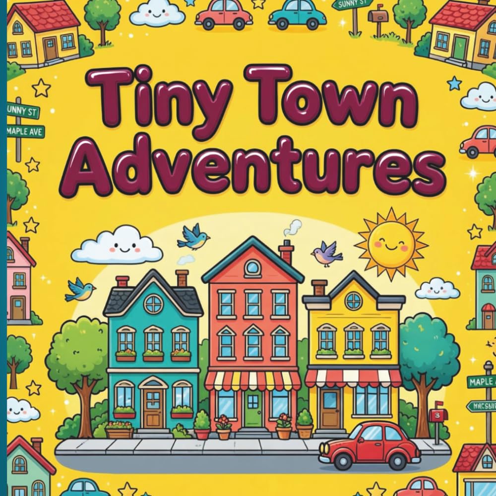Tiny Town Adventures: 30 Easy & Bold coloring pages inside