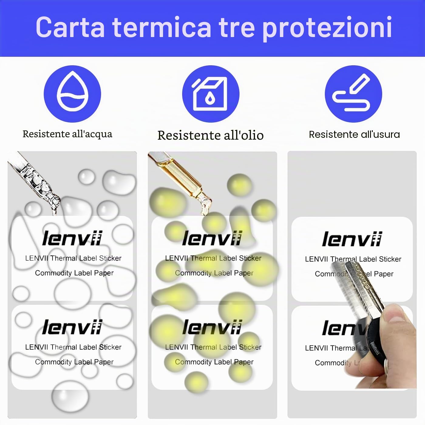LENVII Etichetta adesiva termica, etichetta autoadesiva multifunzionale, adatta per stampanti di etichette portatili e desktop (50 × 30 mm（8 Rolls）)