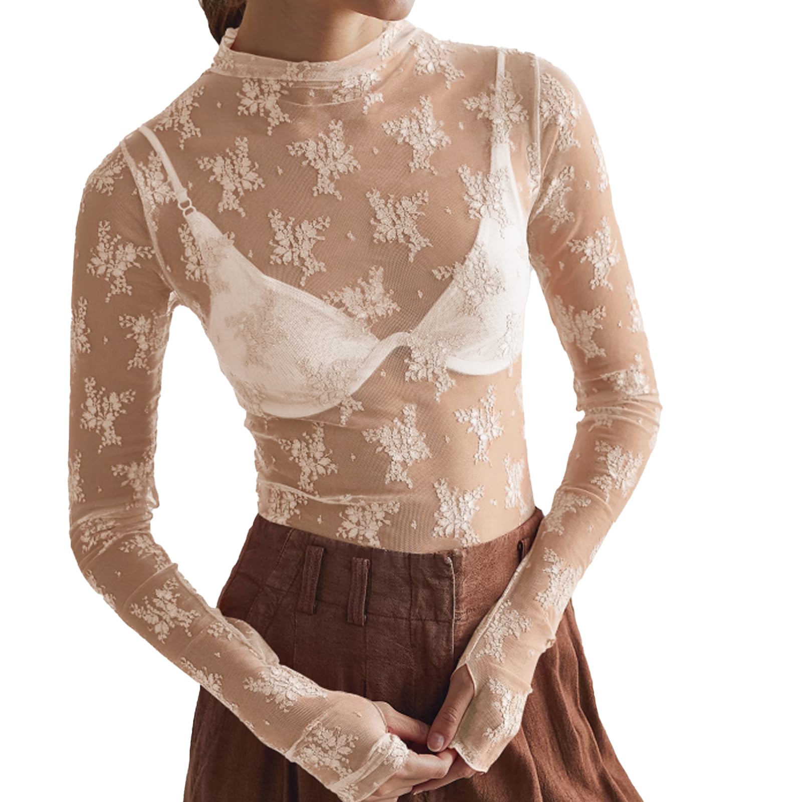 トップス DOT LACE SEE-THROUGH TOP (HIGH NECK) トップス DOT LACE SEE-THROUGH TOP (HIGH NECK) Dot lace see-through