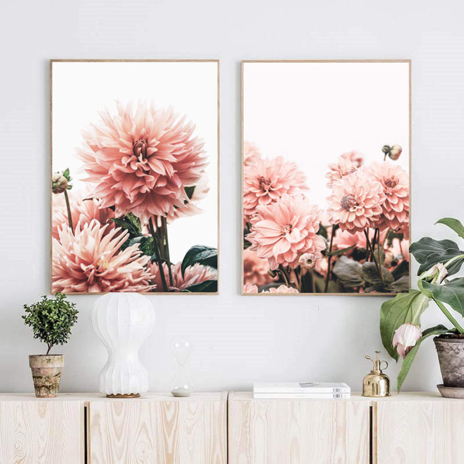Affiche fleur botanique nordique lot de 2 toiles murales 40x50 cm sans cadre pour salon