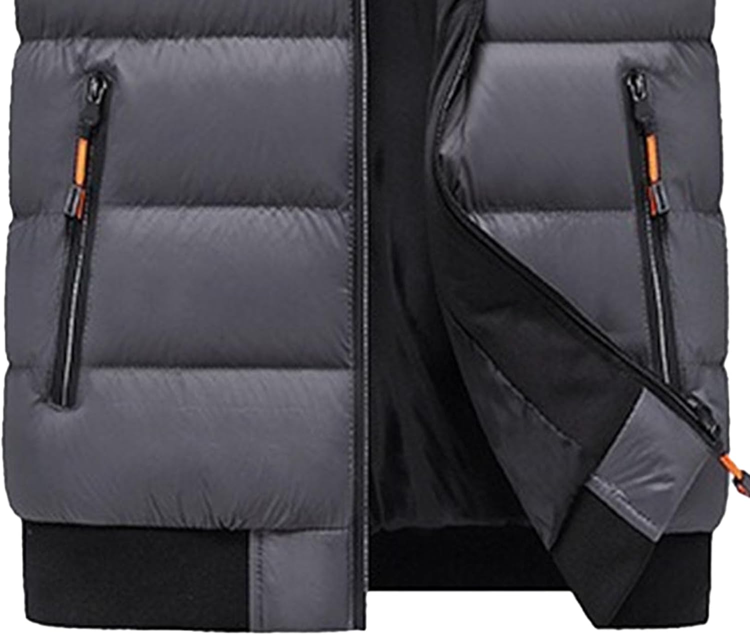 Men's Color Block Puffer Jacket Warm Winter Padded Down Coats with Fur Hood Windproof Insulated Quilted Jacket