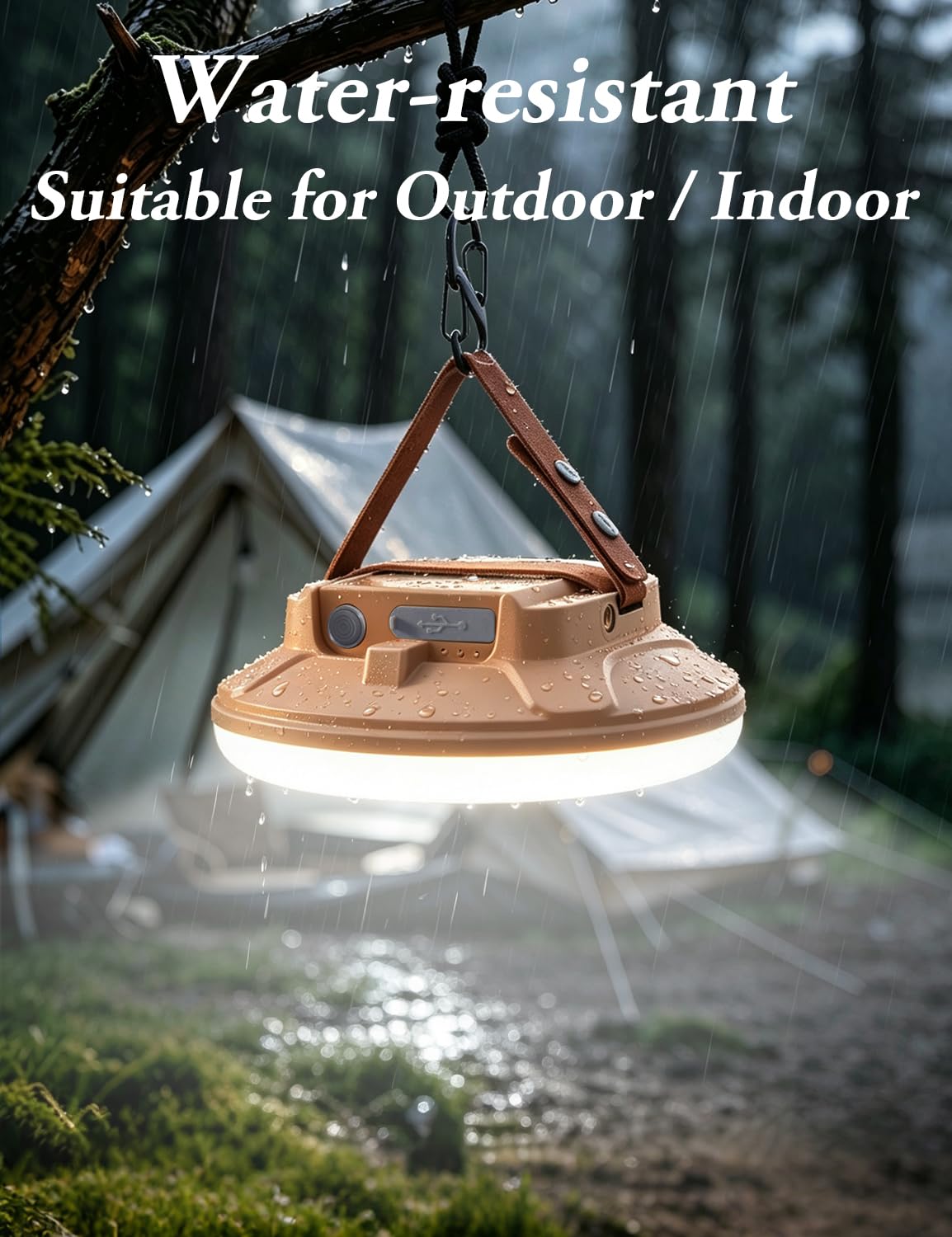 CREATE BRIGHT Lampes de camping, lampes de tente pour camping, lanterne de camping LED rechargeable avec 4 modes d'éclairage et support sur trépied, lumière de tente étanche pour urgence, extérieur