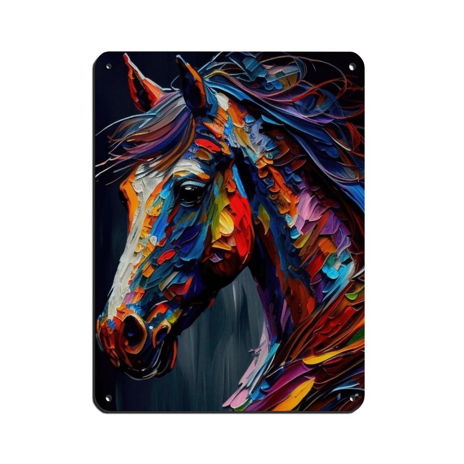 Lxwnze 30L X 40W Cm Horse Oil Painting Poster Retro Poster Metal Tin Sign Chic Art Retro Iron Painting Bar People Cave Cafe Family Garage Poster Wall Decoration 12X16inch(30X40cm)
