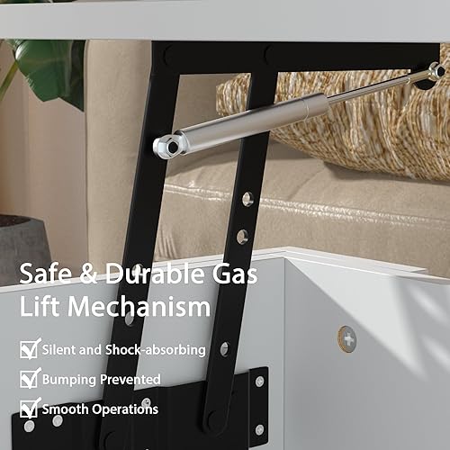 Miniatura 4 de Mesa de centro elevable con almacenamiento para sala de estar, mesa consola de madera rústica, mesa de té central de escritorio oculta para muebles