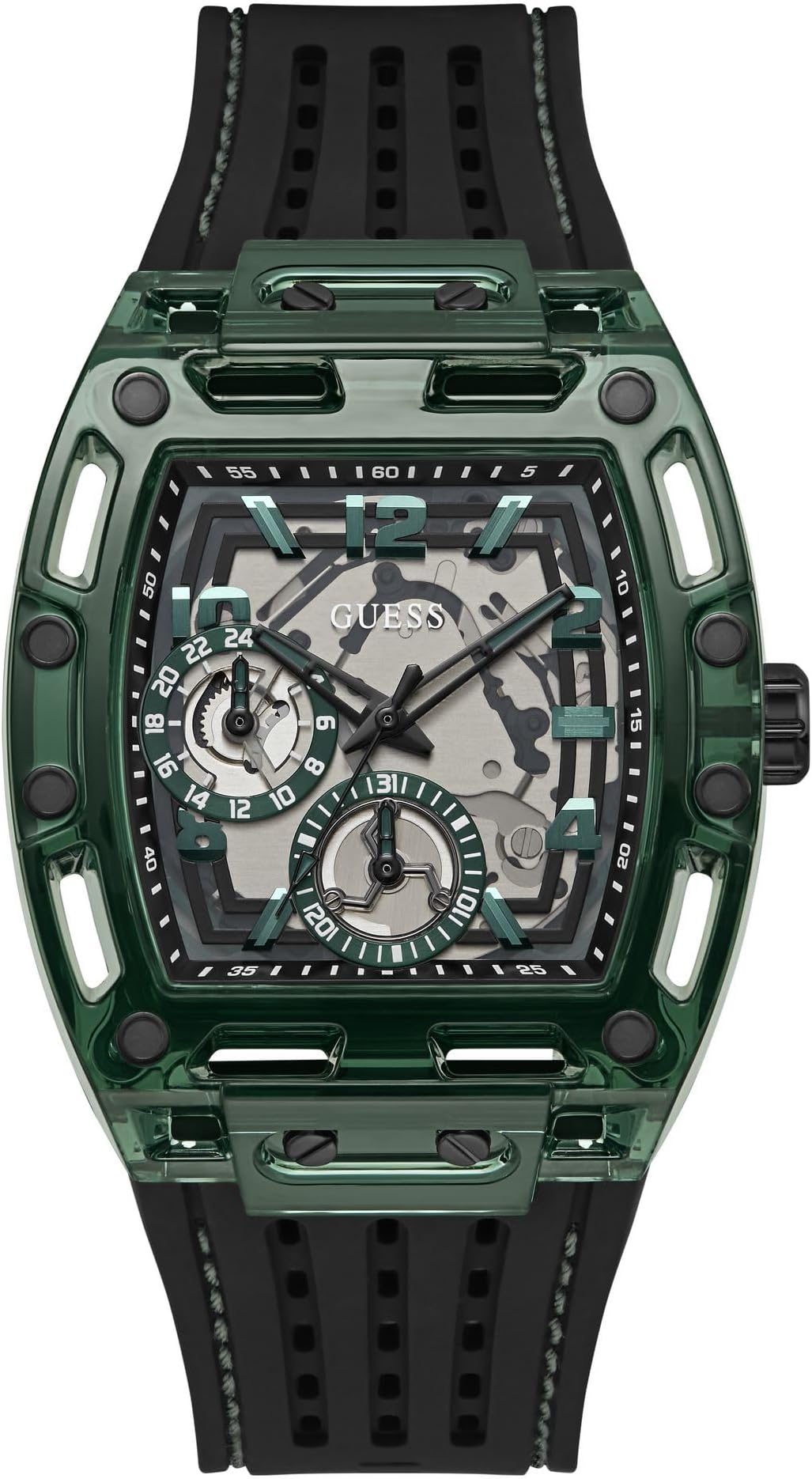 Green and Black Silicone Multifunction Watch