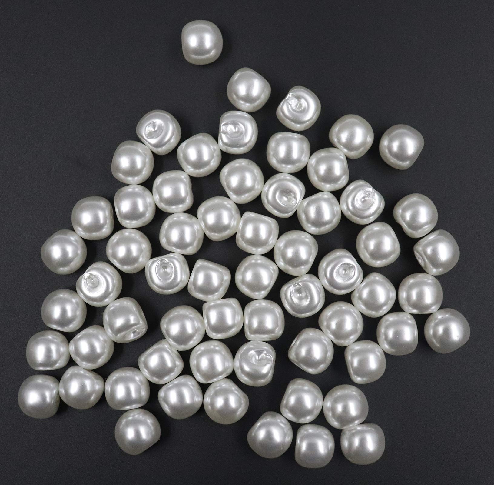 Royee 60 Pcs Round Plastic Pearl Button Beads with Holes for Clothing DIY Jewelry Making Home Decoration Sweater Jacket Wedding Gown Costume Handmade Gift Bracelets Necklace Supplies (White)