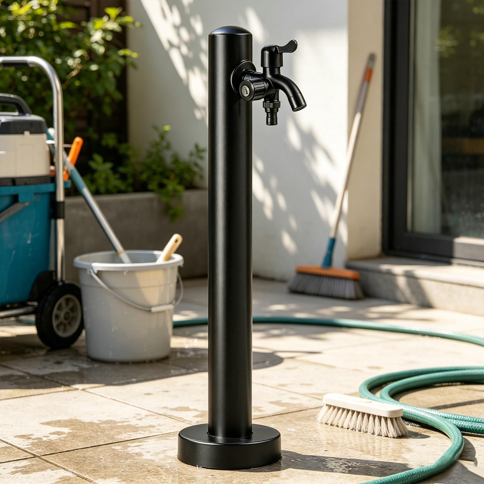 Outdoor Water Column Faucet with Dual Inlet, Garden Tap Antifreeze Water Pipe Vertical Water Hydrant for Washing and Watering, Weatherproof(A,Height: 95cm/37.4in)