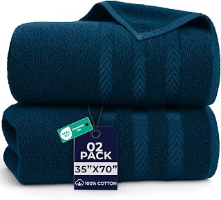 Dan River 2-Pack Luxury Bath Sheets 35x70 600 GSM 100% Ring Spun Cotton Quick Dry Soft Towels Opal Blue