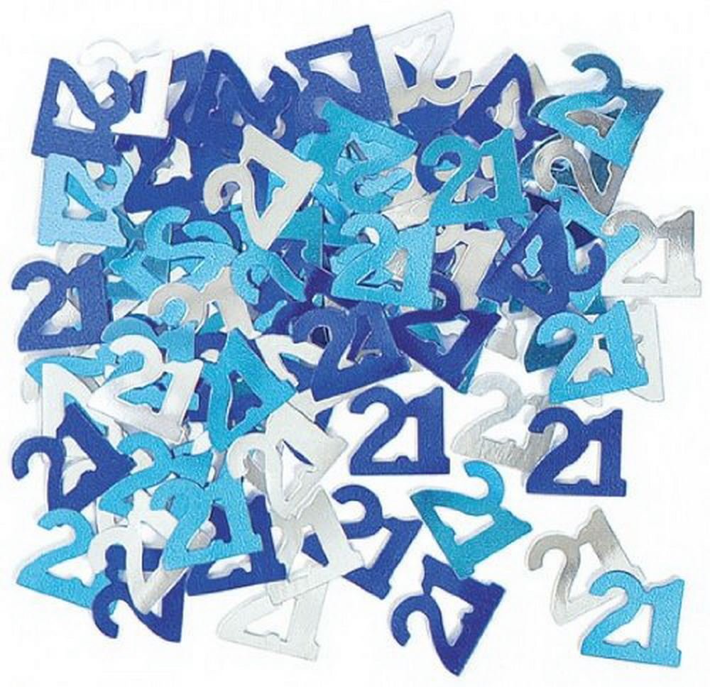 14g Blue & Silver 21st Birthday Confetti Foil Metallic Glitz Table Scatter Sprinkles Age Bday Party Decorations