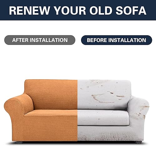 Vista 67 de Cupuamon Fundas elásticas para sofá de 3 cojines, funda protectora de muebles con parte inferior elástica de tela jacquard a cuadros pequeños