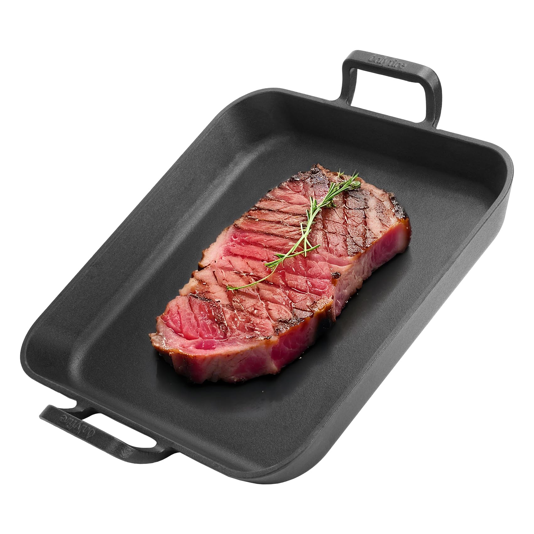 onlyfire Poêle en Fonte avec Poignée pour Barbecue, 31.5 x 31.5 cm, Plaque de Cussion pour BBQ, Poêles Gril Carrée, Accessoire pour Barbecue a Gaz, Charbon et Four