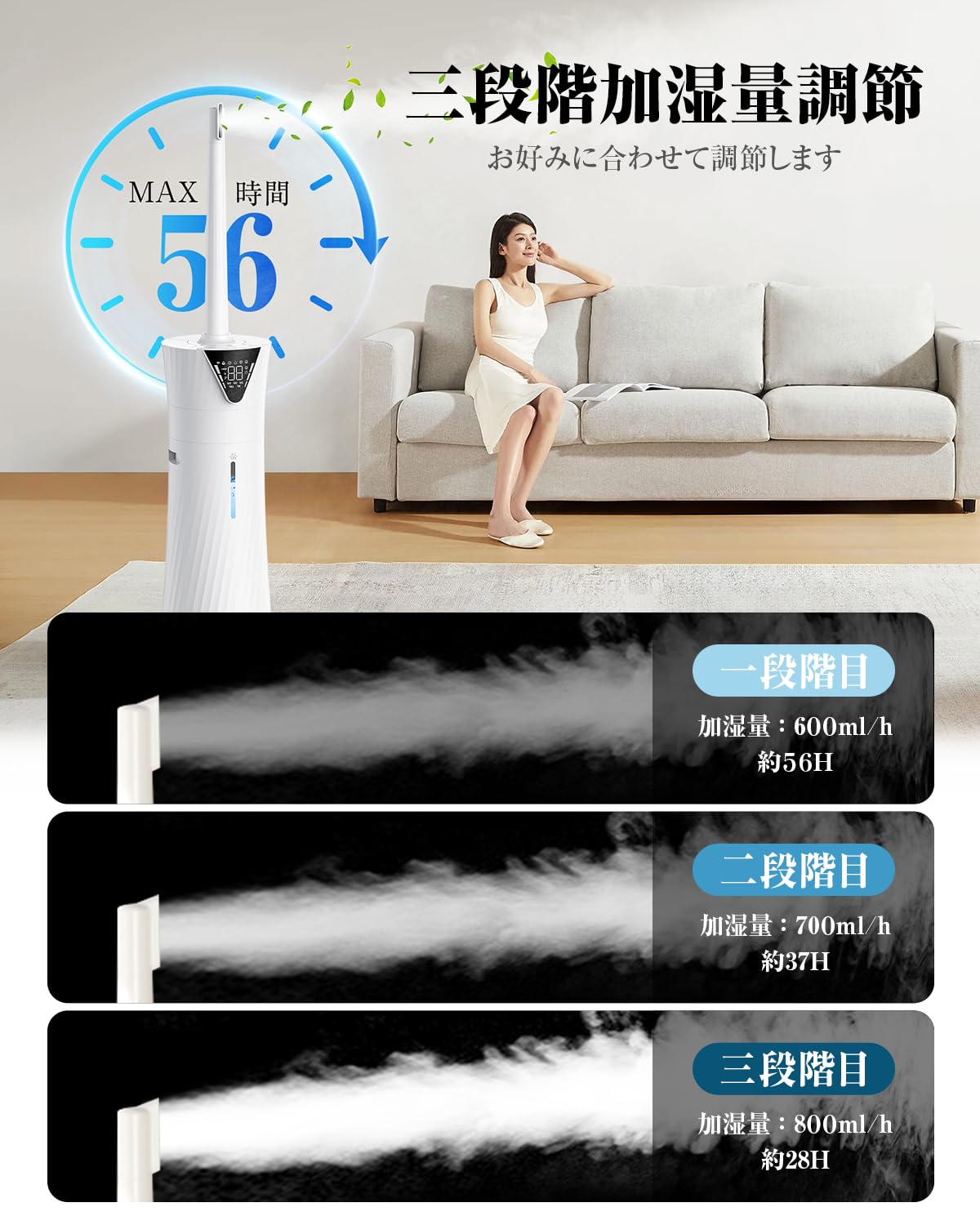Amazon.co.jp: 加湿器 大容量 17L 湿度設定 90°/180°自動首振 業務用