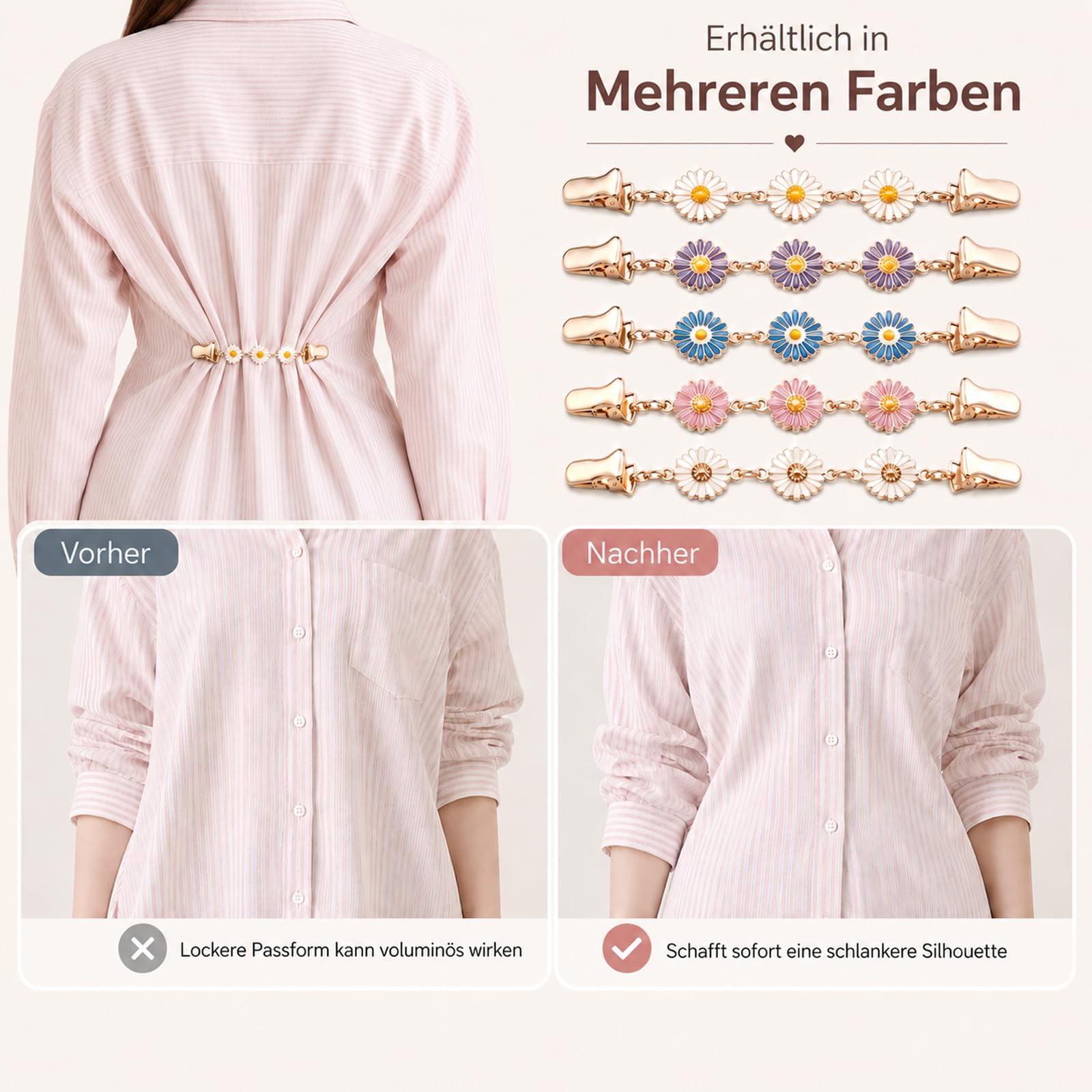 5 Stück Cinch Clips Blusen Klammer, Cardigan Clips Für Kleidung, Cardigan Clip Damen Für Jacken Ohne Knöpfe, Für Vielseitige Anwendungen