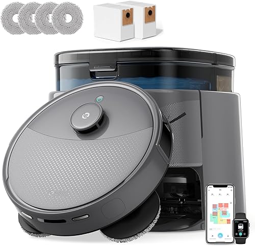 Lefant Robot aspiradora y trapeador, succión de 20000 Pa, vaciado automático, lavado y secado automático para manos libres, cepillos antienredos,