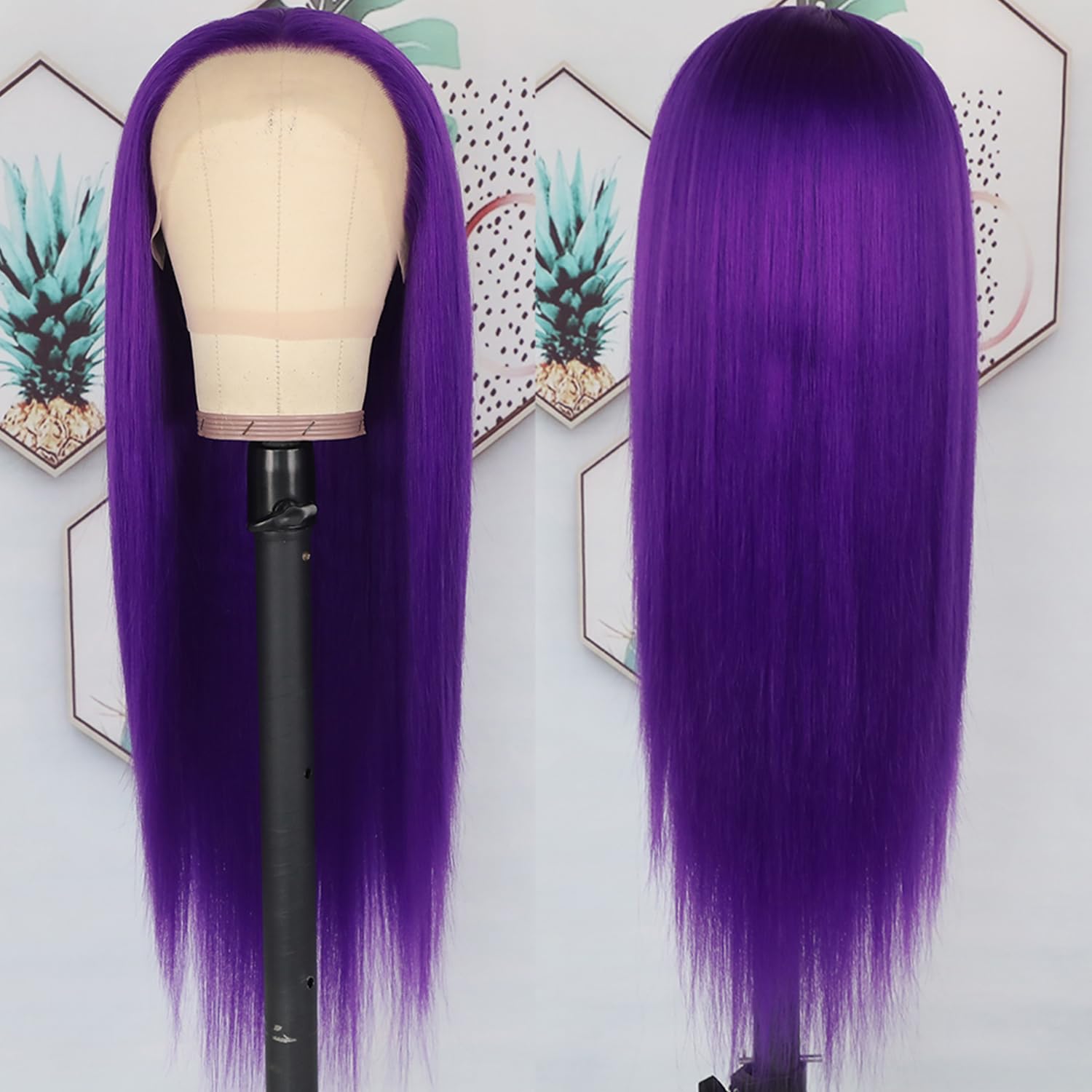 Amazon.com : Lezaxiu Purple Synthetic Hair Wigs Long 
