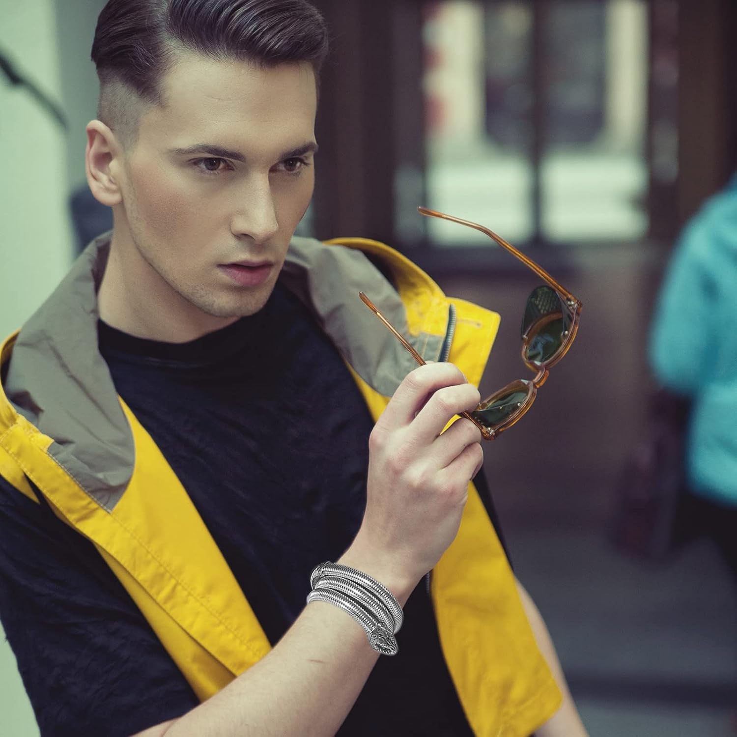 Bendable Snake Bracelet for Women Men: Silver Stainless Steel Punk Flexible Snake Link Chain Bangle Bracelet for Christmas - Image 5