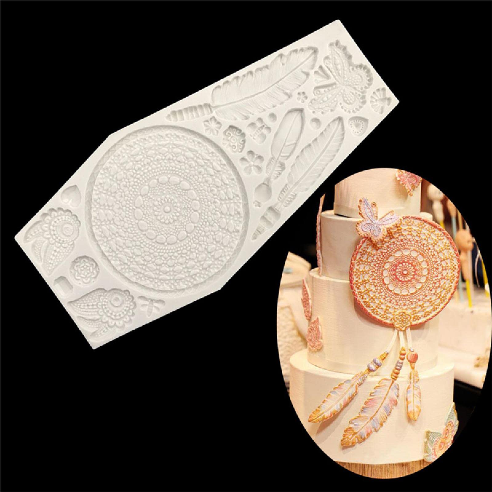 Moule en silicone pour la pâtisserie, 26,6 x 9,2 cm, motif fleur, plume, fondant, outils de décoration de gâteaux, bonbons, chocolat, outil de cuisson
