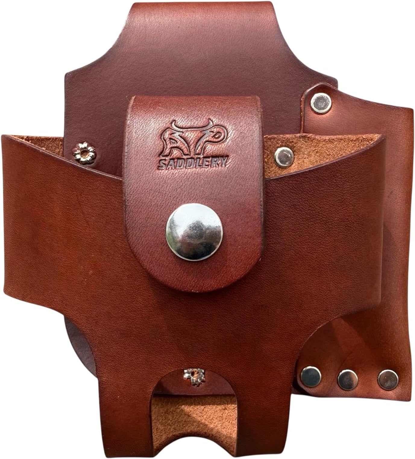 Basket Style Tape Measure Holder with Pencil Pouch (Dark Brown)