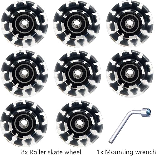 Miniatura 5 de Nezylaf Paquete de 8 ruedas de patinaje iluminado, ruedas LED de dureza 78A con rodamientos ABEC-9 de primera calidad, accesorios iluminadores para