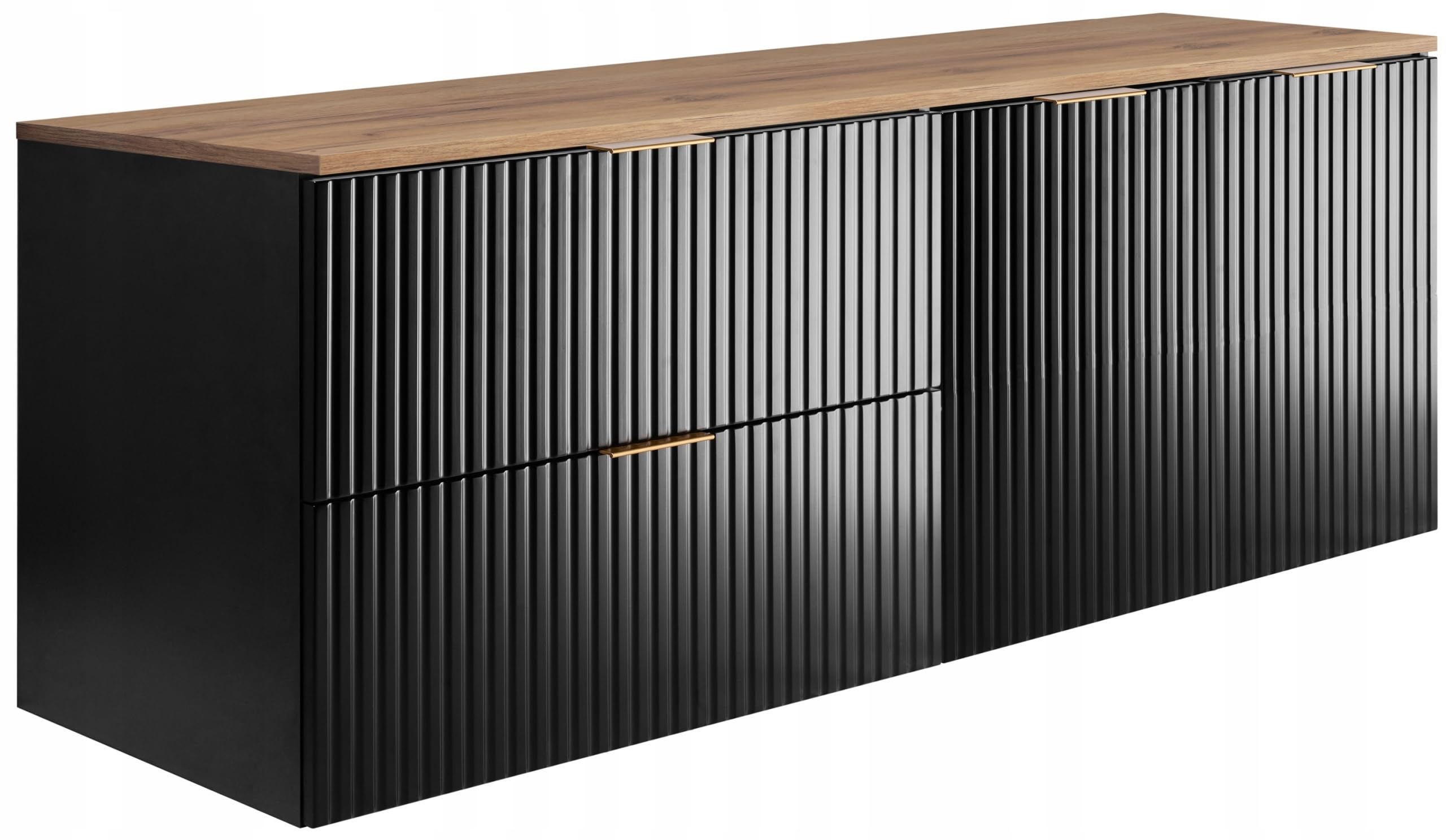 Rodan Moderne Möbel - Schrank Schwarz, Gold Handwerklich Eiche - Möbelstück - Bastelregal – Bastelplatte 60cm + 80 cm + 140 cm