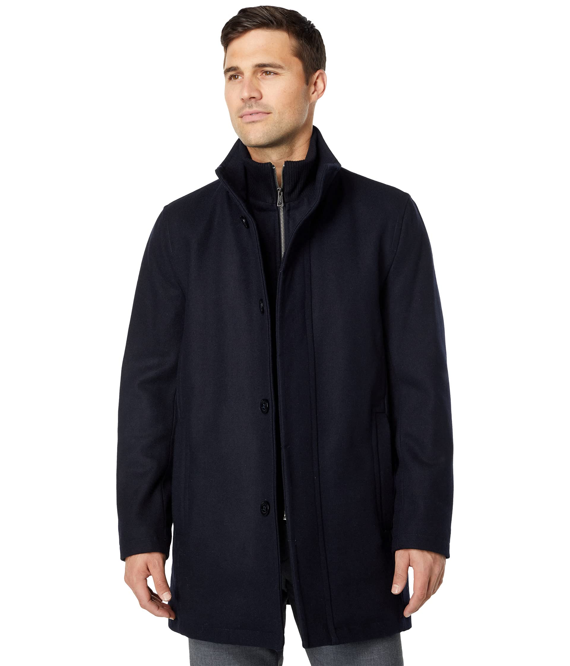 cole haan 34" Melton Wool Car Coat with Bib-picture-45