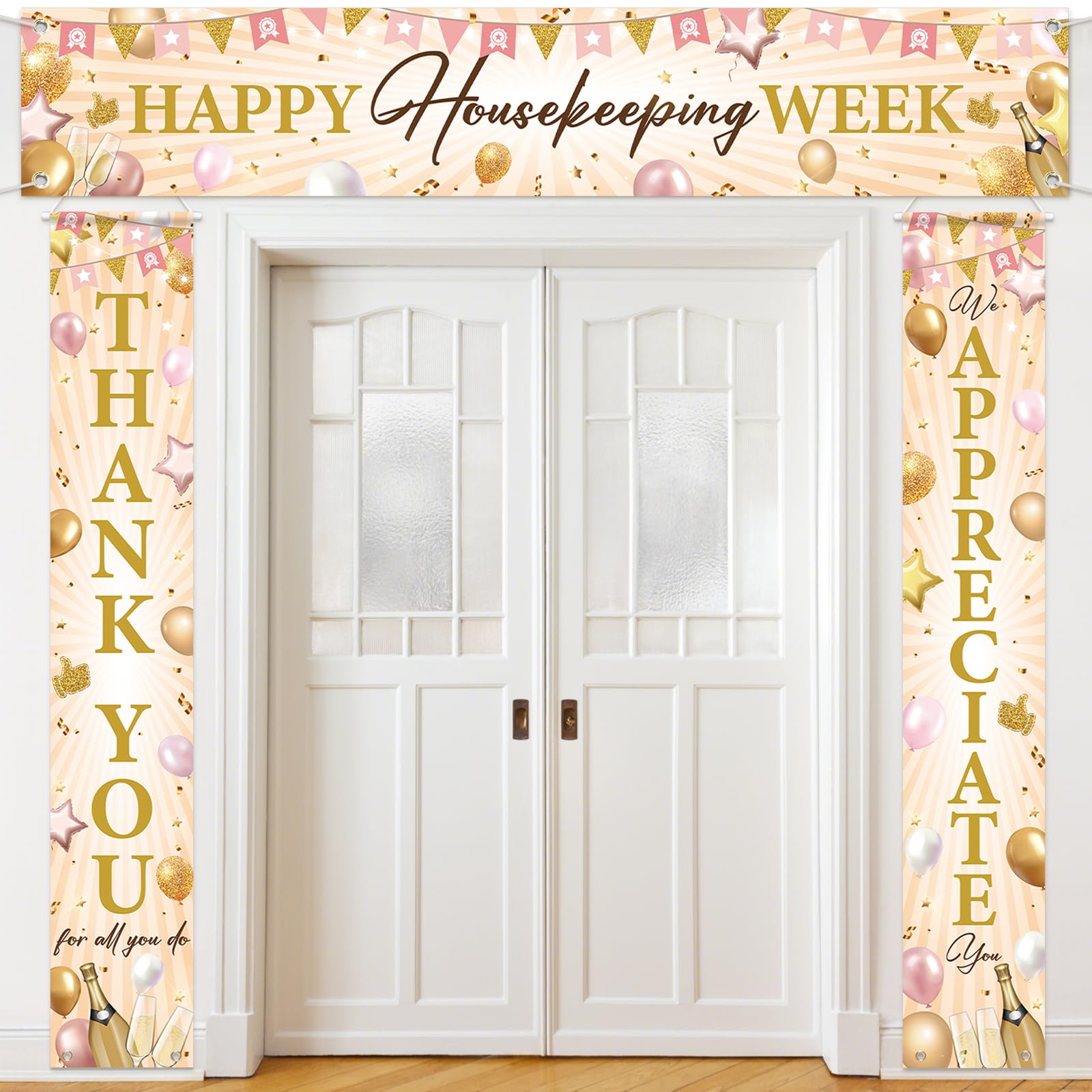 Tingjoo 3 Pcs Housekeeping Week Banner Repeated Housekeeping Week Decor
