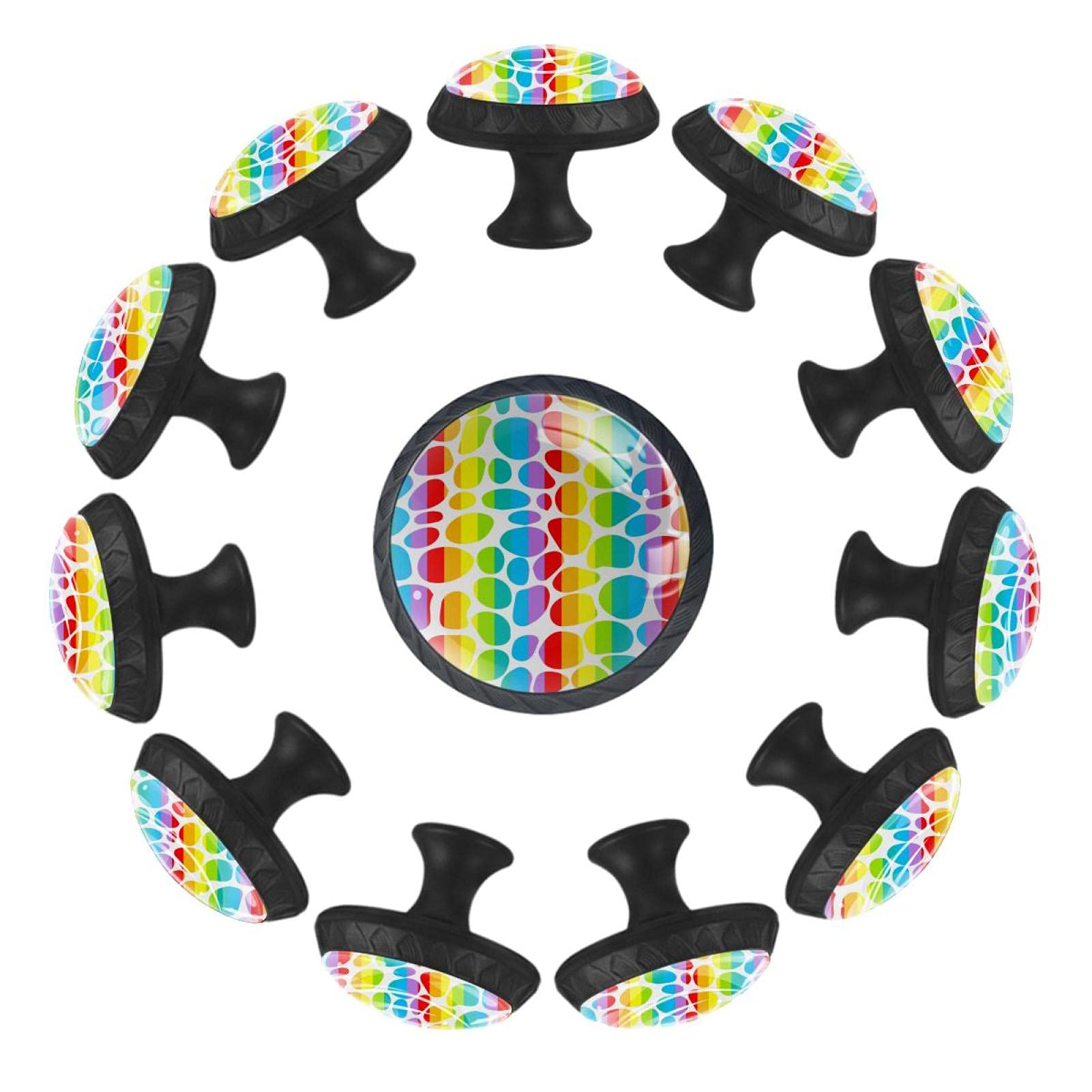 Boutons de tiroir arc-en-ciel multicolores ronds de 35 mm pour commode