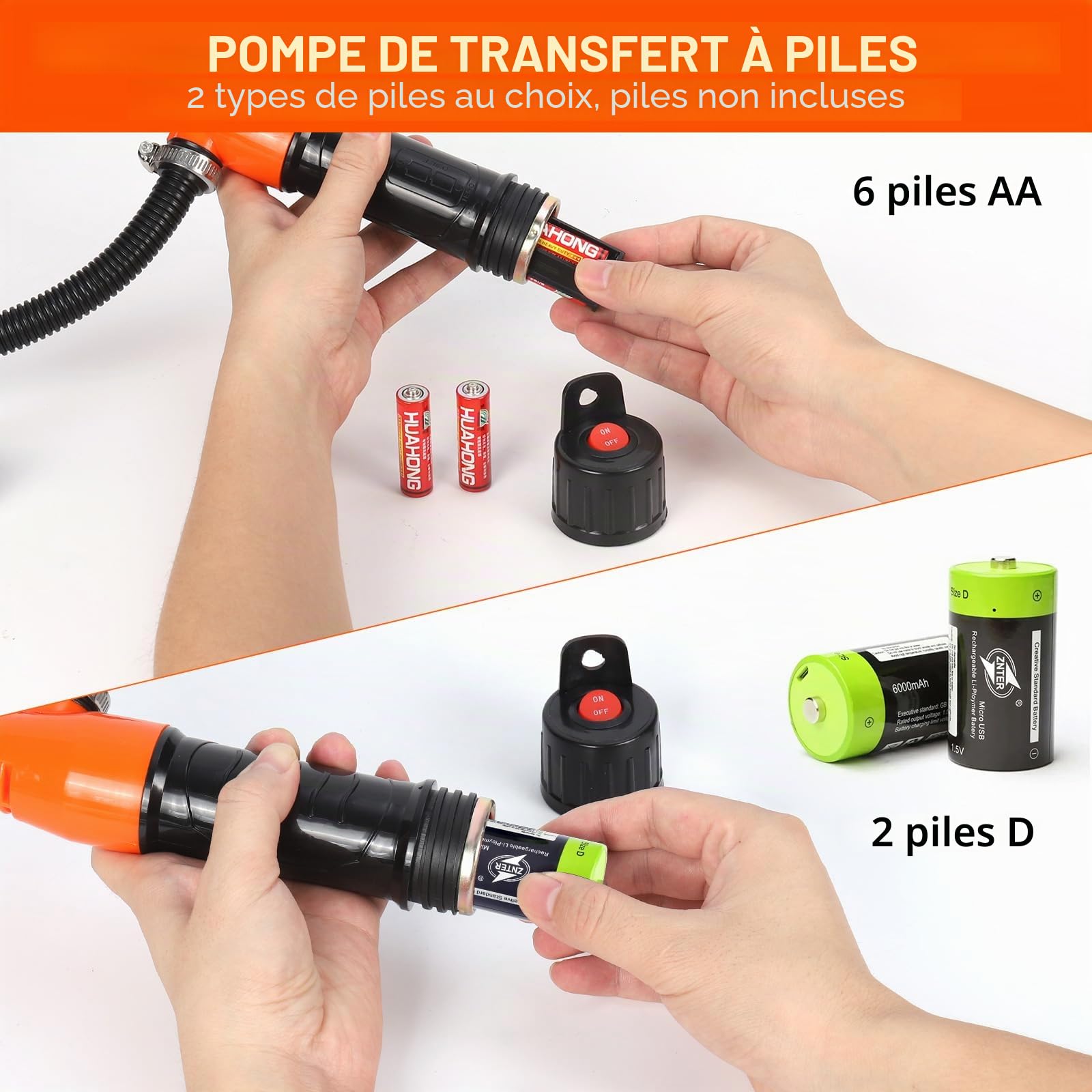 Pompe De Transfert De Liquide Alimentée, GuKKK Pompe de Transfert Portable, Pompe à Siphon électrique à Piles, Pompe Diesel, Pompe de Transfert de Liquide, Pompe de Transfert d'essence