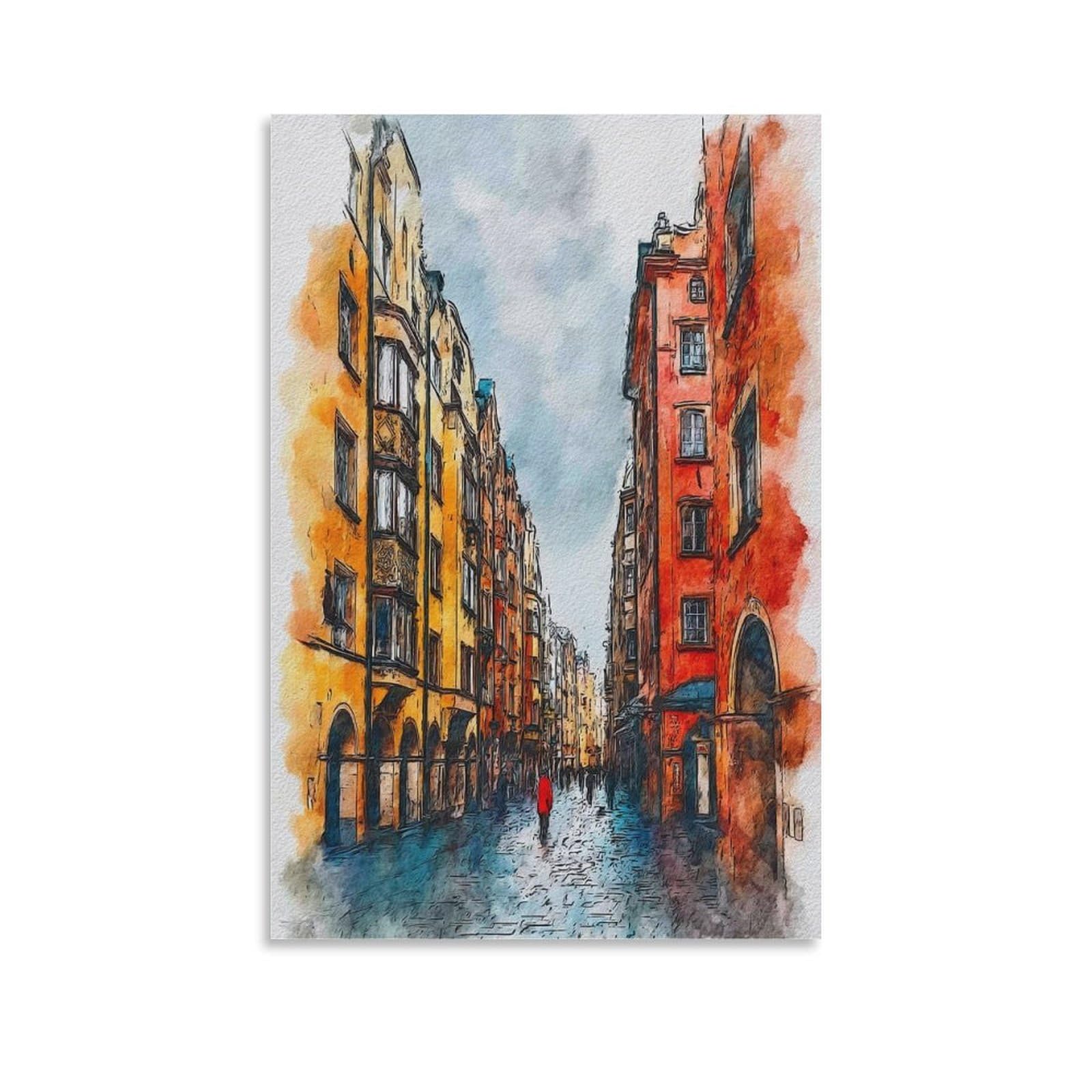 Cnaheiz Unframe-Style Innsbruck Austria 08X12inch(20X30cm) Vintage Travel Poster Watercolor Canvas Art