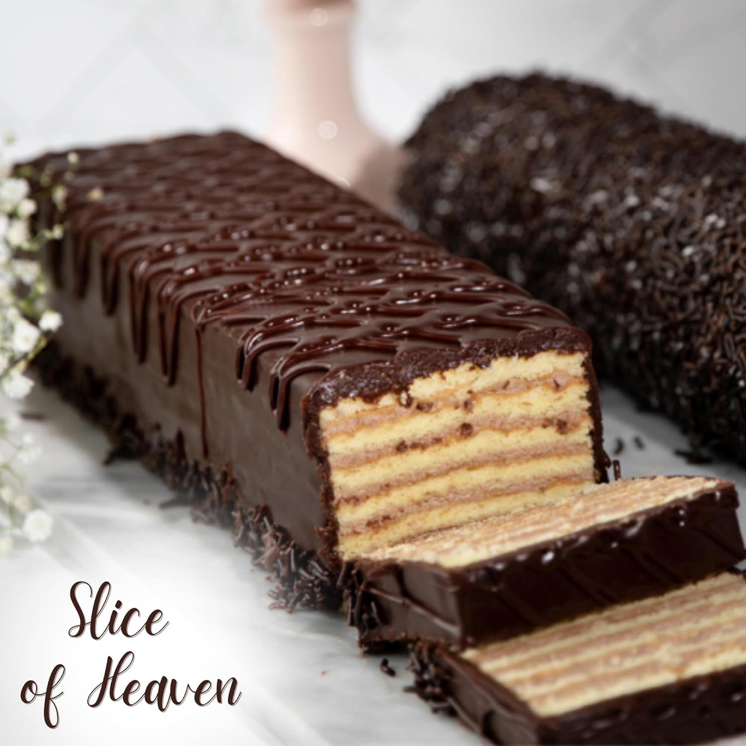 Dessert Gift Basket| Bakery Fresh Seven Layer Cakes Individually Wrapped Approx. 2-inch Width per Slice | Edible Arrangements of Petit Fours| Birthday Food Gifts, Sympathy, Employee Appreciation, Men, Women | Kosher & Nut Free, Stern’s Bakery