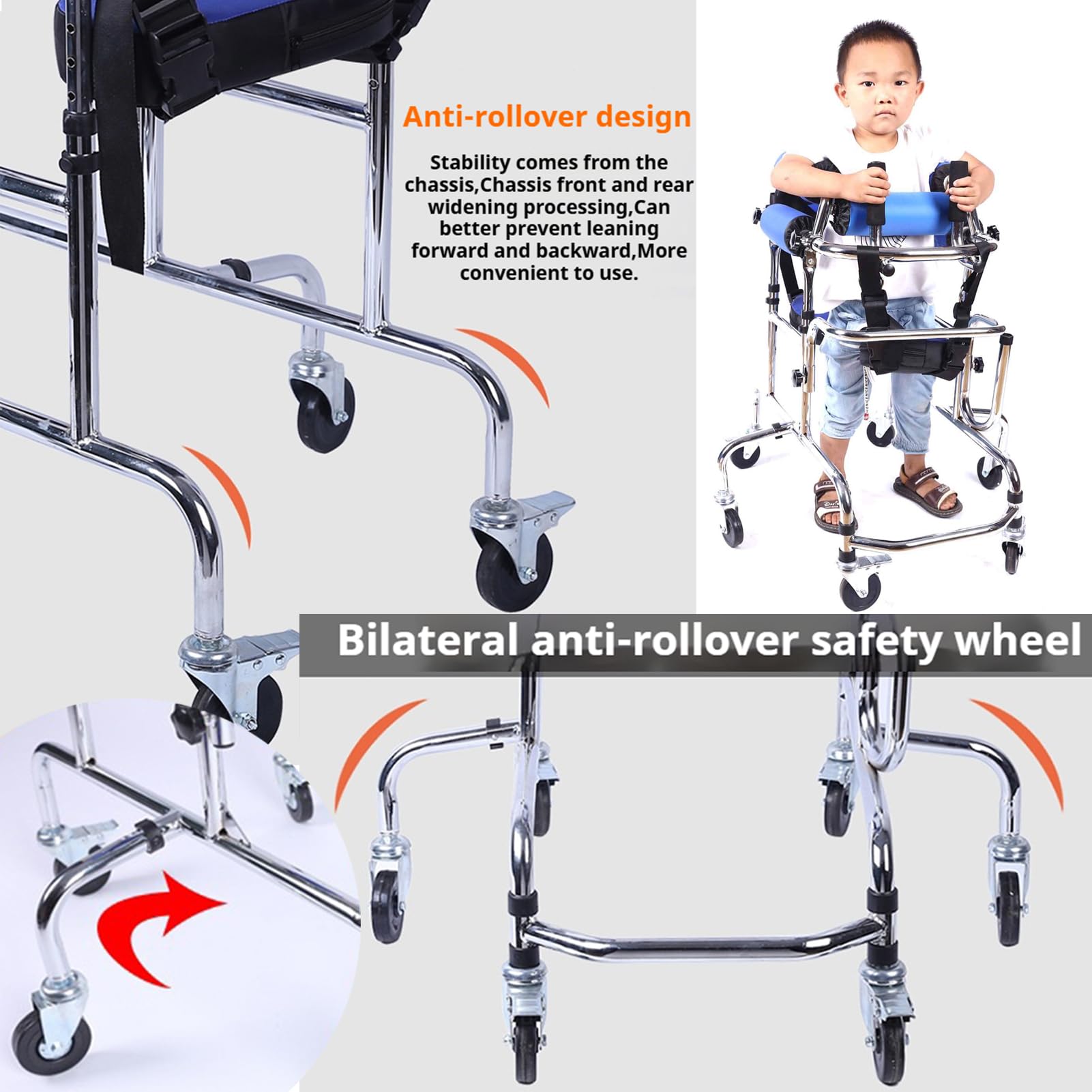 Andador portátil para niños con parálisis cerebral, andador plegable, ligero y ajustable, para adolescentes con necesidades especiales.
