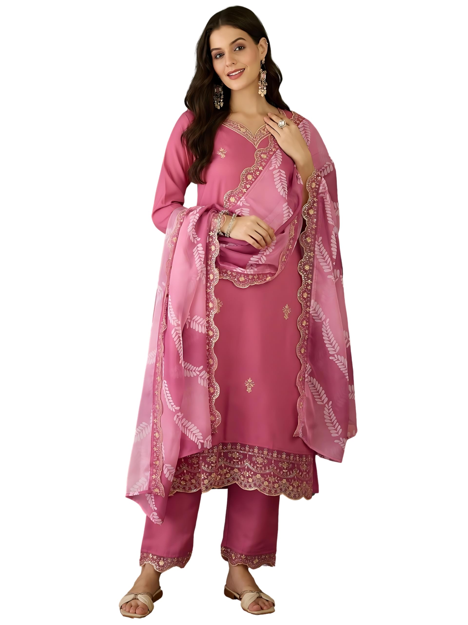naixa Women's Rayon Embroidered Straight Kurta with Pant and Dupatta Sets (NX-795)-picture-41