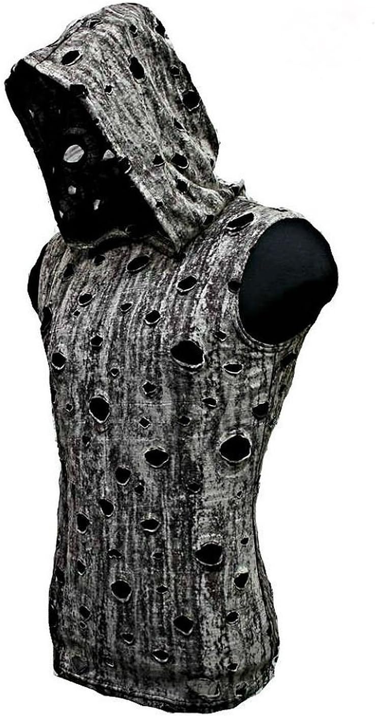 Shrine Decayed Cyber Goth Rave Techno Punk Rocker Brown Asphalt Hoodie