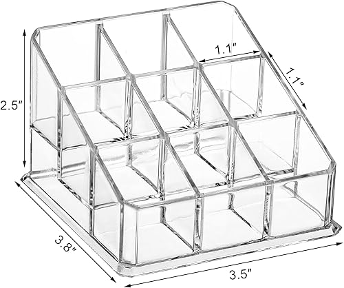 Miniatura 2 de Foraineam Paquete de 6 organizadores de lápiz labial, 9 espacios transparentes, contenedor de almacenamiento de lápiz labial, pequeños estuches de